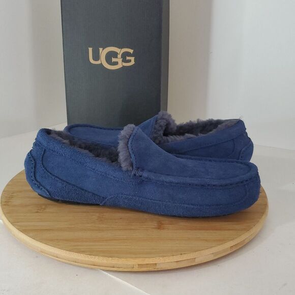UGG Ascot Slipper Deep Ocean Suede Wool Comfort Loafer Men's US 8/ EU 41 NIB - Picture 6 of 14